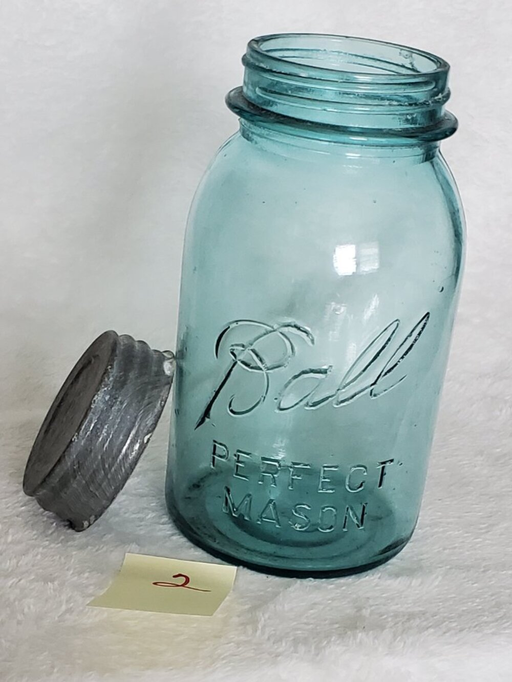 Ball Perfect Mason Jar & Lid Aqua color glass Vintage Antique